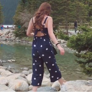 JAPNA Polka Open-Back Jumpsuit